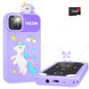 Kids Smart Phone for Girls with Holographic Pyramid, Christmas Birthday Gifts for Age 3-10 Kids Toys Cell Phone, 2.8" Touchscreen Toddler Learning Play Toy, Dual Camera, Music Player, 32G Card(Purple) view 1