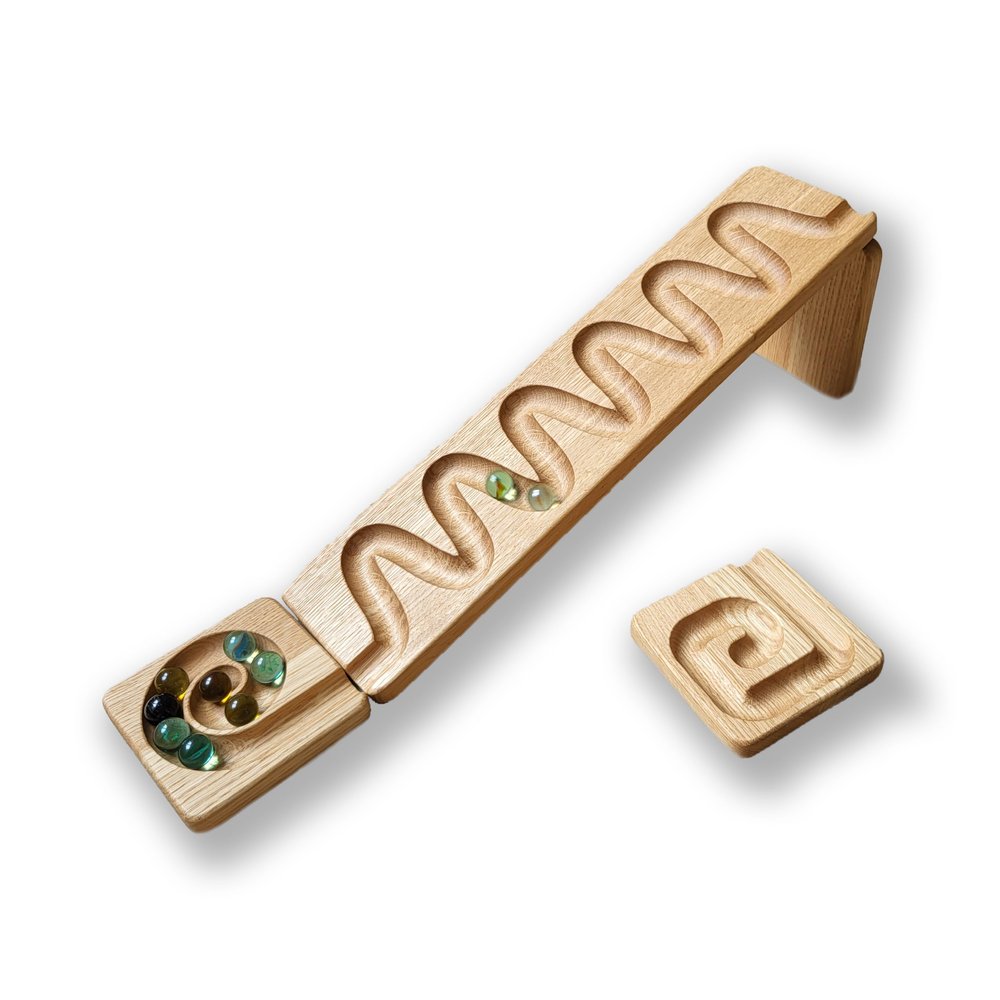 Marble Run Track Personalized Set Waterfall Marle Race Machine Wooden Maze Board Ball Run Wave Course Gift for Kids Winding Track Set Roller