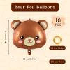 10 Pcs Large Bear Balloons,22 Inch Bear Head Balloon Brown Bear Foil Balloons,Bear Shaped Animal Balloons for Birthday Party Baby Shower Jungle Theme Party Decoration view 2
