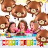10 Pcs Large Bear Balloons,22 Inch Bear Head Balloon Brown Bear Foil Balloons,Bear Shaped Animal Balloons for Birthday Party Baby Shower Jungle Theme Party Decoration view 4