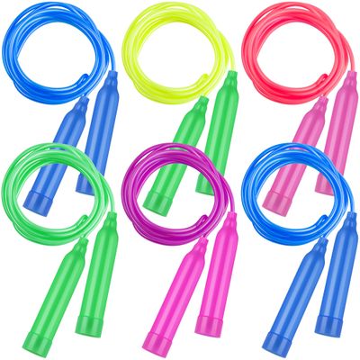 Elcoho 6 Pack Colorful Jump Rope Set Adjustable Plastic Jump Ropes Skipping Rope Outdoor Jumping Ropes Great Party Favor