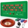 Lunmon Roulette Wheel Game Set Include 11'' Solid Wood Roulette Wheel 35 x 16 Rubber Portable Tabletop Layout Mat 100 Chips Marker Dealer Button view 1