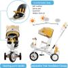 JIYIAN 4 in 1 Baby Trike Tricycles,Kids Tricycle Stroll Trike/Adjustable Push Handle & Canopy,Rotatable Seat Cup Holder,Safety Harness,Push Tricycle Stroller for Kids Outdoor Toy,Yellow view 3