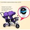 JIYIAN 4 in 1 Twin Tricycle for Children,Tricycle Bike with Basket Sunshade Stroller Removable Rear Push Handle/Retractable Pedals with Two-Way Rotating Reversible Seat view 3