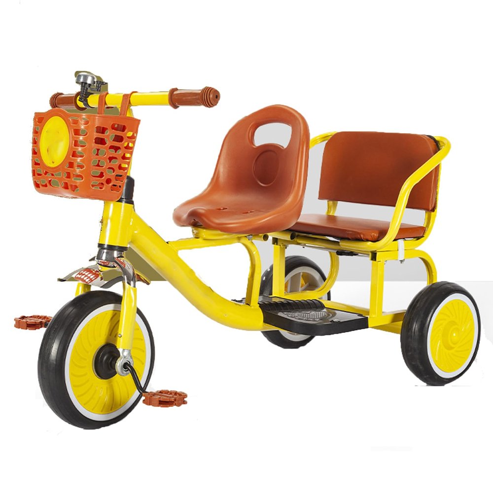 JIYIAN Children Tricycle with 2 Seats,Kids Tricycle with Passenger Seat,Toddler Double Seat Tricycles Storage Basket for Kids Tandem Bike for Boys and Girls Gifts Outdoor Toy,Red