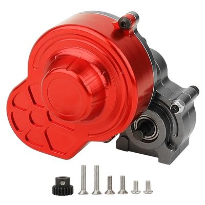 Pothyes All Metal Complete Gearbox Transmission with Motor Gears for 313mm Wheelbase 1/10 RC Crawler Truck Axial SCX10 & SCX10 II DIY Upgrade Parts (red-Titanium)