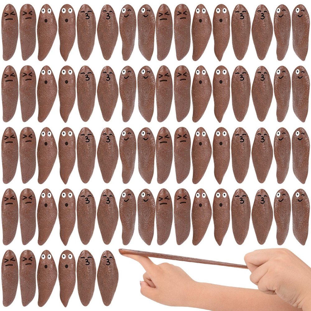 60 Pcs Finger Slingshot Novelty Toys, Toy Poop for Halloween, Fake Poop for Novelty Toys & Amusements, Poop for Finger Slingshot, Poop Rubber Spoof Toy for School Party