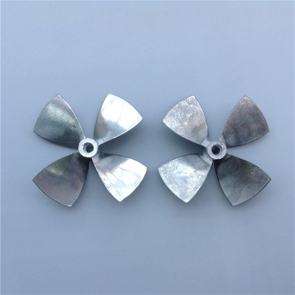 Fighting Boat Remote Control Boat Four-Blade Propeller 4mm Shaft Outer Diameter 44 55 60mm Metal Propeller High Thrust (Color : D55mm, Size : 1 Pair)