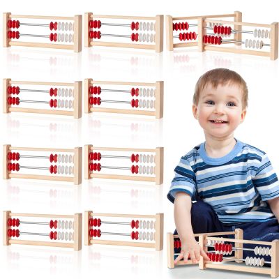 Saysurey 8 Pcs Mini 20-Bead Wooden Rekenrek Abacus, Abacus for Kids Math, Math Counters Manipulatives Counting Rack for Kids Educational Toys Elementary Toddlers Preschool Learning