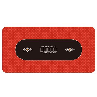 LGRFUXIN Premium Texas Hold'em Table Rubber Mat, 8 Players Folding Portable Poker Table Top Layout w/Carrying Bag for Poker Games, Blackjack, Casino,Red,S