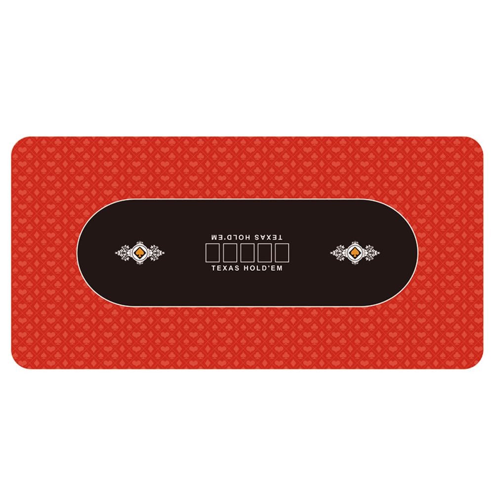 LGRFUXIN Premium Texas Hold'em Table Rubber Mat, 8 Players Folding Portable Poker Table Top Layout w/Carrying Bag for Poker Games, Blackjack, Casino,Red,S