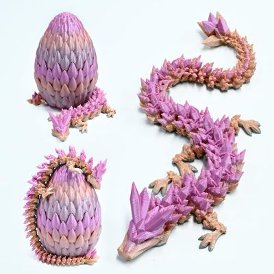 GAOFBA 12inch 3D Printed Dragon Eggs, Crystal Dragon with Egg, Dinosaur Christmas Toy, Gifts for Kids and Adults, Easter Eggs Basket Stuffers (Candy)