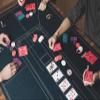 LGRFUXIN Premium Texas Hold'em Table Rubber Mat, 8 Players Folding Portable Poker Table Top Layout w/Carrying Bag for Poker Games, Blackjack, Casino,Green,S view 3