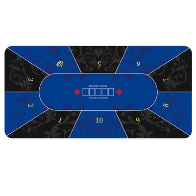 LGRFUXIN Premium Texas Hold'em Table Rubber Mat, 8 Players Folding Portable Poker Table Top Layout w/Carrying Bag for Poker Games, Blackjack, Casino,Blue,S