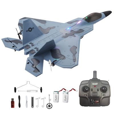 Park10 Toys RC Plane F22 Raptor Model 4CH 3D/6G RC Airplane for Adults and Beginners 2.4Ghz RC Jet with LED Light Ready to Fly Outdoor Remote Control Airplane with 2 Batteries