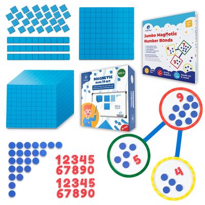 Simply Magic 75 PCS Colorful Magnetic Number Bonds & 131 PCS Jumbo Magnetic Base Ten Blocks for Math