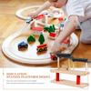 VICASKY Wooden Train Set with Double-Deck Barricade Railway Track Toys -Train Railway Playing Station Accessory Playset for Kids, Railroad Platform & Scenic Layouts 9.05 X 6.88 X 3.14 Inch view 2