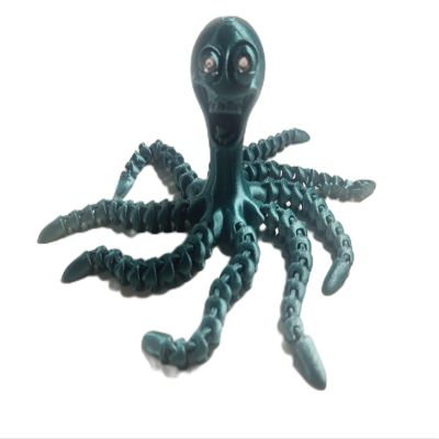 Dieymond Eyes Crazy 3D Printed Octopus Flexible Articulated 5.5" Customize Fidget 8 Legs Bling Toy (Emerald Green)