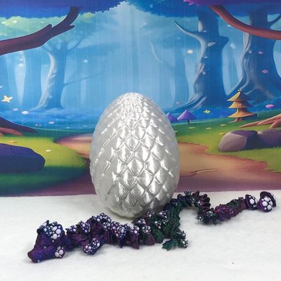 3D Printed Mushroom Dragon with Dragon Egg, Articulated Dragon, 12" Red Blue Green Mushroom Dragon, Fidget ADHD Sensory Toy D025-RGB