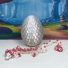 3D Printed Dragon Mushroom Dragon with Dragon Egg, Articulated 12" White and RED Dragon, Fidget Toy, Executive Desk Toy D036-WE view 1