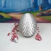 3D Printed Dragon Mushroom Dragon with Dragon Egg, Articulated 12" White and RED Dragon, Fidget Toy, Executive Desk Toy D036-WE view 2
