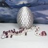 3D Printed Dragon with Dragon Egg, Articulated 12" White and Pink Mushroom Dragon, Fidget ADHD Autism Sensory Toy, Executive Desk Toy D035-WHT view 2