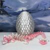3D Printed Dragon with Dragon Egg, Articulated Pink and White Orchid Dragon, 12" Pink and White Dragon, Fidget ADHD Sensory Toy Executive Desk Toy D039-WHT view 1