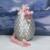 3D Printed Dragon with Dragon Egg, Articulated Pink and White Orchid Dragon, 12" Pink and White Dragon, Fidget ADHD Sensory Toy Executive Desk Toy D039-WHT view 4