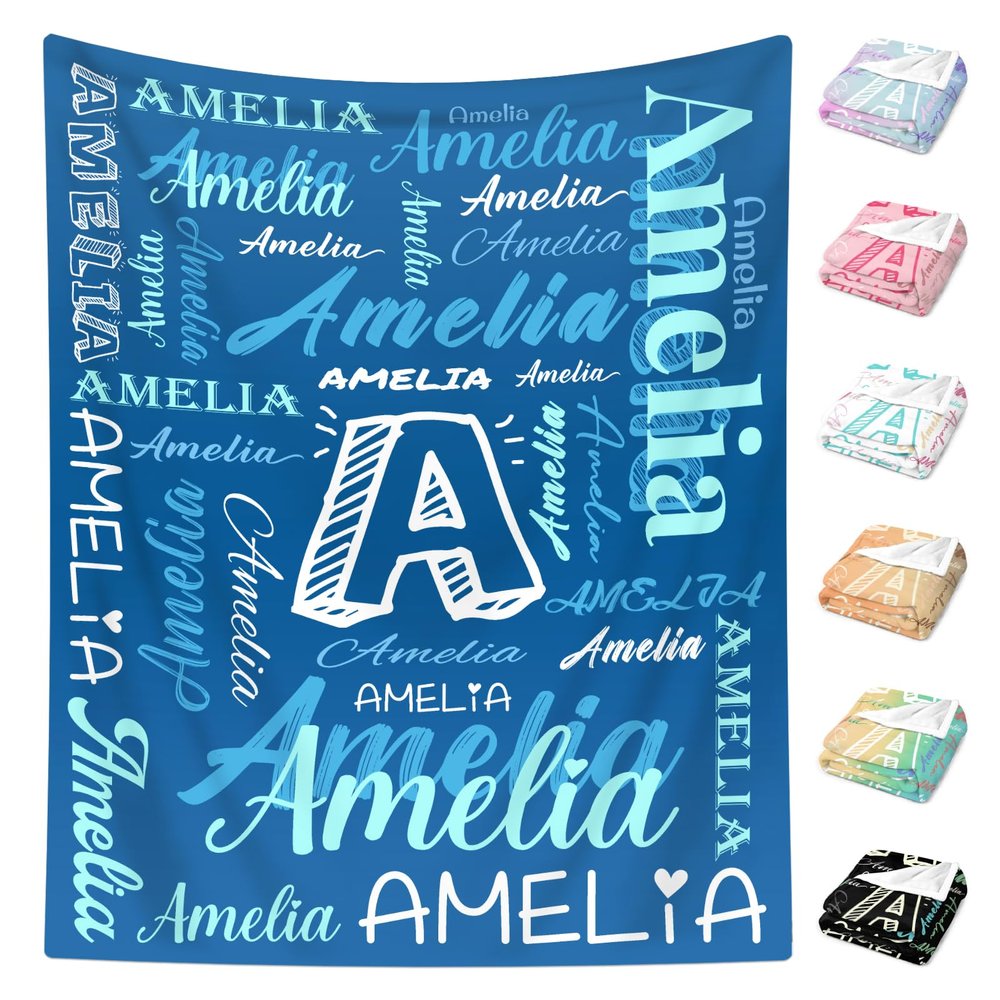 ingifta Personalized Baby Blanket with Name for Boys Girls Custom Blankets for Toddlers Kids Flannel Throw Bed Baby Birthday Gifts for Baby Shower Nursery Blanket