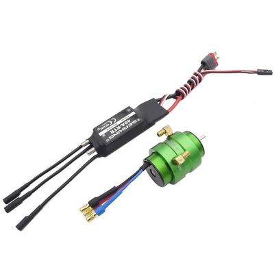 RC Boat 2440 KV4500 Brushless Motor 2S-3S 40A 5V/3A ESC and Water Cooling Jacket Kit for RC Boat Jet Drive Speed Boat Marine
