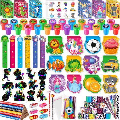 BenLouis 240Pcs Kids' Party Favors Sets Stampers Pencils Stickers School Stationery Bulk for Kids 4-8-12 Classroom Birthday Candy Goodie Bags Pinata Stuffers Rewards Gifts Supplies