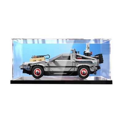 HAIWENFEIQI This Acrylic Display Box is Suitable forLego Back to The Future 10300 Time Machine Sports Car ModelDisplay Gift Clear Box (Model not Included) (Black Base)