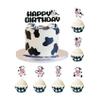 1Pc Cow Happy Birthday Cake Toppers with 24Pcs Cupcake Topper, Farm Animals Cow Themed Birthday Cow Cake Cupcakes Decoration for Baby Shower Kids Boys Girls 1st Birthday Party Decorations Supplies view 1