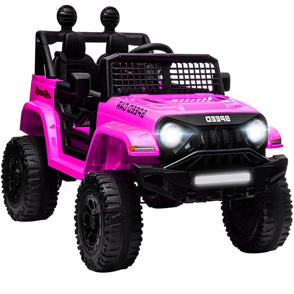 12V Ride On Car, Electric Car for Kids, 12V Ride on Toys, Kids Cars with 3 Speeds Adjustable w/Bluetooth, Parent Remote Control, Spring Suspension, AUX Port-Pink