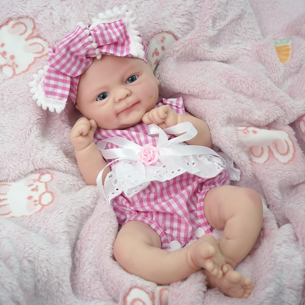 14" Reborn Baby Dolls, Full Silicone Baby, Realistic Soft Silicone Newborn Baby Doll, Real Full Body Silicone Reborn Baby Dolls with Feeding Accessories