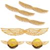 CCINEE 50 Pcs Gold Glitter Wings Wizard Chocolate Decoration Cupcake Toppers Hollowed Golden Wings Wafer with Glue Point Dots for Themed Party Birthday Cake Wedding view 1