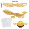 CCINEE 50 Pcs Gold Glitter Wings Wizard Chocolate Decoration Cupcake Toppers Hollowed Golden Wings Wafer with Glue Point Dots for Themed Party Birthday Cake Wedding view 2