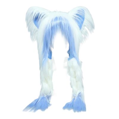Animation Style Animal Hood, Versatile Fried Fur for Autumn and Winter, Tassel Cat, Ear Protection Hood, Plush Warm Hood, Faux Fur HoodWindproof (Color : A)