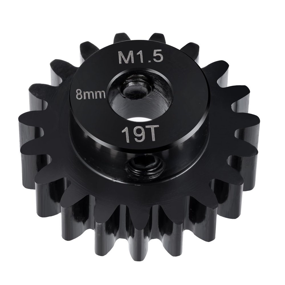 BRKRC M1.5 Steel Pinion Motor Gear 8mm 17T 18T 19T 20T Gears for 1/5 1/6 1/7 1/8 1/10 ARRMA 4WD Tra-xxas X-MAXX RC Car (19T)