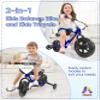 KRIDDO 2-in-1 Kids Tricycle and Toddler Balance Bike 2 Year Old, Detachable Pedals and Stowable Training Wheels, DIY Plate, Riding Trikes Toy for Ages 18 Months to 3 Years, Blue view 2