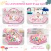 Baby Gym Play Mat, 8-in-1 Tummy Time Mat & Ball Pit with 6 Toys, Washable Baby Activity Mat for Visual, Hearing, Sensory, Motor Development, Babies Gift for Newborn Infant 0-3-6-9-12 Months (Pink) view 3