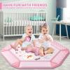 Baby Gym Play Mat, 8-in-1 Tummy Time Mat & Ball Pit with 6 Toys, Washable Baby Activity Mat for Visual, Hearing, Sensory, Motor Development, Babies Gift for Newborn Infant 0-3-6-9-12 Months (Pink) view 4