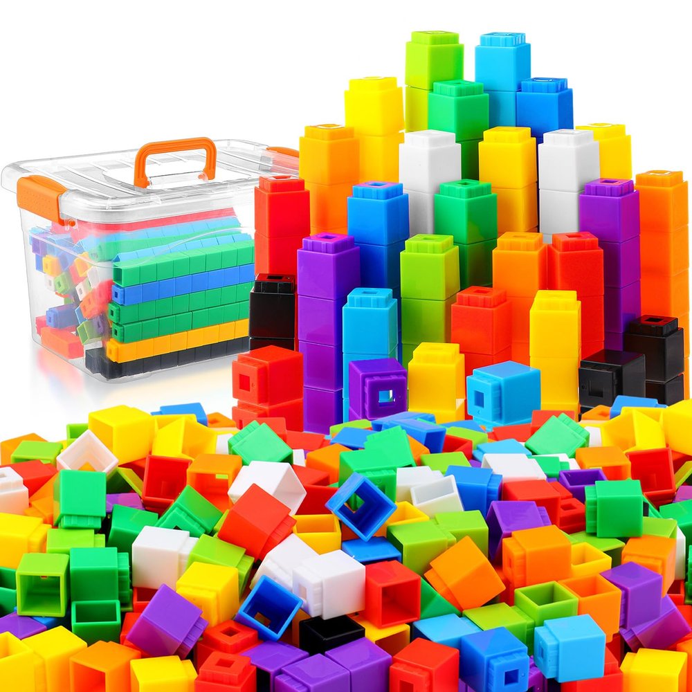 Jenaai 300 Pcs Linking Cubes with Storage Box, Colorful 2cm Math Counting Blocks, Stem Classroom Manipulatives, Back to School Gifts for Preschool Homeschool Teacher Kids(Yellow)