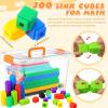 Jenaai 300 Pcs Linking Cubes with Storage Box, Colorful 2cm Math Counting Blocks, Stem Classroom Manipulatives, Back to School Gifts for Preschool Homeschool Teacher Kids(Yellow) view 2