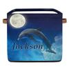 Custom Cute Sea Dolphin Storage-Basket for Kids,Personalized Foldable Boys Girls Storage Bin with Handle for Toys Dolls Clothes Family Home Nursery Dorm Bedroom view 1