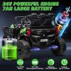 24V 2 Seater Ride on Car for Kids, MOEYURO 800W Powered UTV Toy, 5MPH Large Side by Side Electric Car w/Remote, Bluetooth, LED Light, 3 Speeds, Music, Spring Suspension, Storage for 3-8 Gift, Green view 2