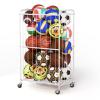 YKDIRECT 210L Rolling Ball Organizer with Locking Wheels - Large Sports Storage Basket for Basketball Soccer Football Volleyball, Steel Garage Equipment Cart with Elastic Rope for Household Storage view 1