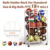 YKDIRECT 210L Rolling Ball Organizer with Locking Wheels - Large Sports Storage Basket for Basketball Soccer Football Volleyball, Steel Garage Equipment Cart with Elastic Rope for Household Storage view 4