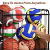 YKDIRECT 210L Rolling Ball Organizer with Locking Wheels - Large Sports Storage Basket for Basketball Soccer Football Volleyball, Steel Garage Equipment Cart with Elastic Rope for Household Storage view 2