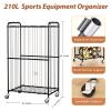 YKDIRECT 210L Rolling Ball Organizer with Locking Wheels - Large Sports Storage Basket for Basketball Soccer Football Volleyball, Steel Garage Equipment Cart with Elastic Rope for Household Storage view 3